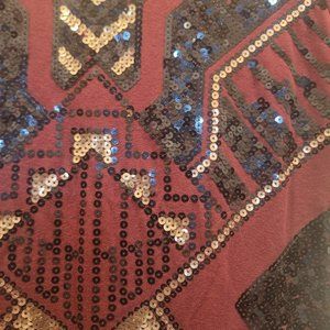 Art Deco Burgundy & Gold Cocktail Dress